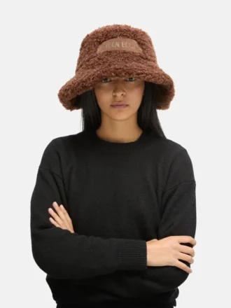 Brauner, pelziger Bucket Hat