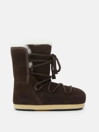 Evx Stiefel aus dunkelbraunem Wildleder und Lammfell