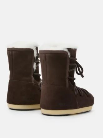 Evx Stiefel aus dunkelbraunem Wildleder und Lammfell