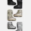 Icon Low Glance Stiefel aus platinfarbenem Satin