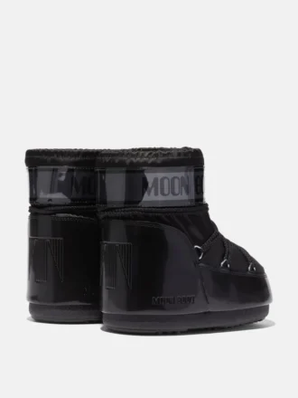 Icon Low Glance Stiefel aus schwarzem Satin