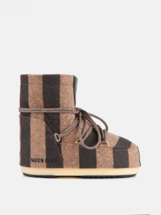 Jacquemus + Moon Boot Icon Low Beige gestreifte Filzstiefeletten