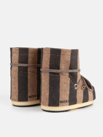Jacquemus + Moon Boot Icon Low Beige gestreifte Filzstiefeletten