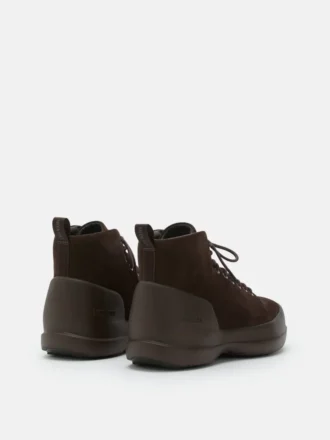 Mezzaluna Mid-Boots aus dunkelbraunem Wildleder mit Schnürung