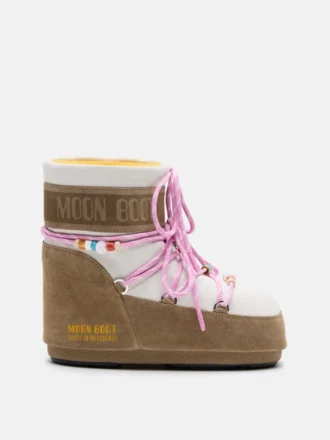 Moon Boot X Guest in Residence Icon Low Honey & White Sand Beaded Suede Stiefeletten