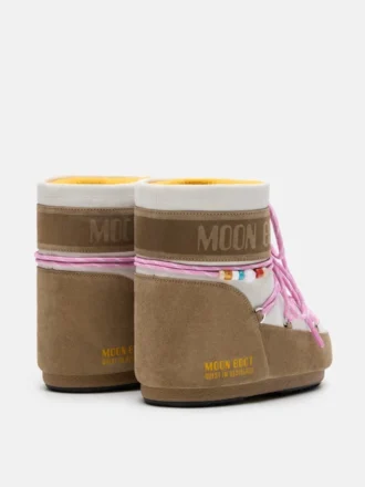 Moon Boot X Guest in Residence Icon Low Honey & White Sand Beaded Suede Stiefeletten