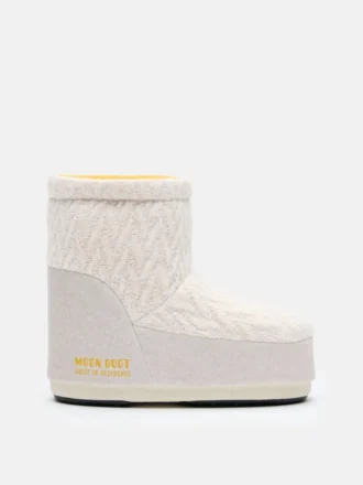 Moon Boot X Guest in Residence Icon Low No Lace White Sand Strickstiefel